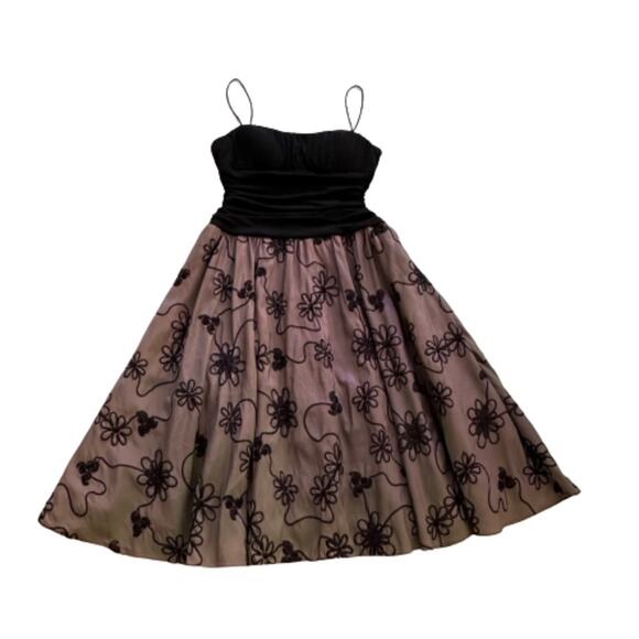 S.L. Fashions Black Iridescent Pink Green Chiffon Party Cocktail Dress Size 10P - Picture 8 of 13